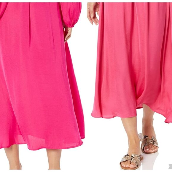 WOMENS THE DROP PINK SILK DRESS, MIDI, SIZE LARGE, NEW WITH TAGS - Picture 2 of 10